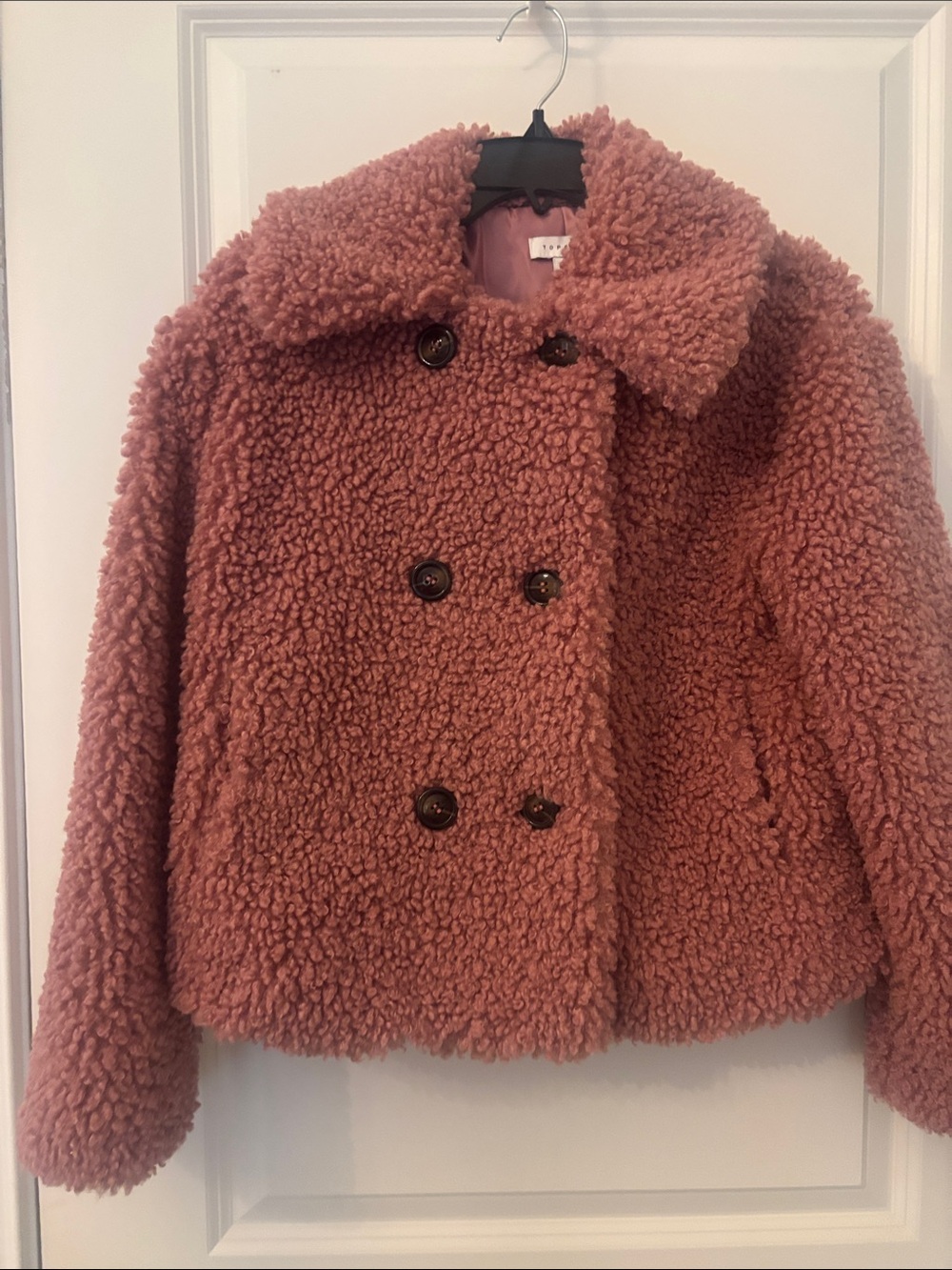 Topshop Rose Pink Teddy Coat